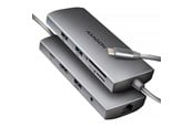 USB hub - AXAGON SuperSpeed USB-C Hub USB hub - 9 satamat - USB 3.2 - Harmaa - HMC-8HLSA