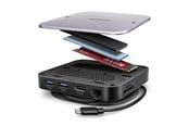 USB hub - AXAGON UFO 9-in-1 USB-C 10 Gbps HUB USB hub - 8 satamat - USB 3.2 - Musta - HMC-UFO