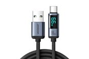 USB kaapelit - Joyroom Prism Series A16 USB-C / USB-A Cable 66W 1.2m with LED Display - Black - S-AC066A16