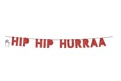 Harrastustarvikkeet - SCANSEASON Guirlande HIP HIP HURRA rød glitter - 100358