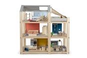 Nuket & tarvikkeet - Small Foot Natural Doll House with Furniture - 12541