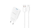Puhelin - Adapterit & Laturit - Dudao A4EU USB-A 2.1A wall charger - white + USB-A - micro USB cable - 6976625331963