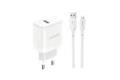 Puhelin - Adapterit & Laturit - Dudao A20EU USB-A 18W network charger - white + USB-A - Lightning cable - 6976625331994