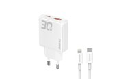Puhelin - Adapterit & Laturit - Dudao GaN A30EUL 30W USB-A / USB-C Wall Charger + USB-C - Lightning Cable - White - 6976625332816