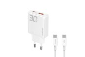 Puhelin - Adapterit & Laturit - Dudao GaN  A30EUT 30W USB-A / USB-C Wall Charger + USB-C - USB-C Cable - White - 6976625332809