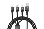 USB kaapelit - Dudao  L3E 3 in 1 60W MicroUSB USB-C Lightning Cable 1.2m - Black - 6976625333486