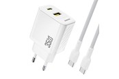 Puhelin - Adapterit & Laturit - Dudao A27 MaxC 35W GaN Wall Charger + USB-C Cable - White - 6977196680269