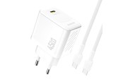 Puhelin - Adapterit & Laturit - Dudao  A28C 45W GaN Wall Charger + USB-C Cable - White - 6976625334261