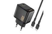Puhelin - Adapterit & Laturit - Dudao A28C 45W GaN Wall Charger + USB-C Cable - Black - 6976625334278