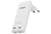Puhelin - Adapterit & Laturit - Verbatim Fold 'n' Go GaN Charger 65W EU plug White - 32355
