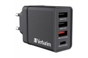 Puhelin - Adapterit & Laturit - Verbatim 30W 4-Port USB Wall Charger - Black - 49700