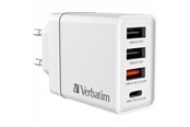 Puhelin - Adapterit & Laturit - Verbatim 30W 4-Port USB Wall Charger - White - 49701