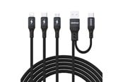 USB kaapelit - Dudao L3W USB-A/USB-C to Lightning/USB-C/MicroUSB 66W Cable - Black - 6976625335473