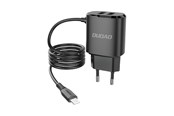 Puhelin - Adapterit & Laturit - Dudao  charger 2x USB with built-in 12W Lightning cable black (A2ProL black) - 6970379610633