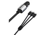 Puhelin - Adapterit & Laturit - Dudao 3in1 USB car charger 3.4 A built-in cable Lightning / USB Type C / micro USB black (R5ProN black) - 6973687241087