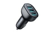 Puhelin - Adapterit & Laturit - Joyroom JR-CCD03 3.4A car charger with 3x USB-A display - black - 6941237112002