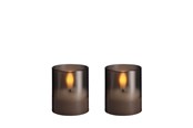 Sisustus - Moods & More LED glass candle - Hurricane - Charcoal - 47x57 mm - 2 pcs - M70-CC047057