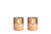Sisustus - Moods & More LED glass candle - Hurricane - Champagne - 47x57 mm - 2 pcs - M70-CH047057