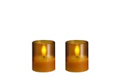 Sisustus - Moods & More LED glass candle - Hurricane - Honey Mustard - 47x57 mm - 2 pcs - M70-HM047057