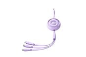 USB kaapelit - Joyroom Colorful Series S-A40 Cable Retractable 3in1 USB-A - USB-C / Lightning / Micro USB 1m - Purple - S-A40_P