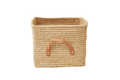 Lastenhuone - Rice Small Square Raffia Basket with Leather Handles - BSRAT-30N