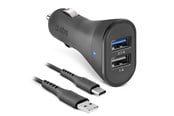 Puhelin - Adapterit & Laturit - SBS USB-Type-C Car Charger Kit - 1A + 2.1A - 1m - Black - TEKITCRC2U21AUL