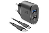 Puhelin - Adapterit & Laturit - SBS 2100 mAh Charger - 1m USB - USB C Cable - Black - TEKITTRC2U2AFASTK