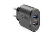 Puhelin - Adapterit & Laturit - SBS 3100 mAh Charger - 2.1A + 1A - Black - TETR2USB31AFAST