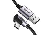 USB kaapelit - UGREEN Angled USB-C To USB-A Data Cable Black 1M - 50941