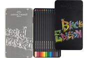 Kirjoitus- ja piirustustarvikkeet - Faber-Castell Colour Pencils Black Edition tin 12x - 116413