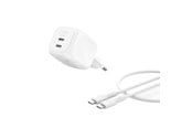 Puhelin - Adapterit & Laturit - Belkin BoostCharge 50W Dual USB-C PD Wall Charger w/ PPS WHT w 1m USB-C-C  Cabl - WCH019KQ1MWH-B6