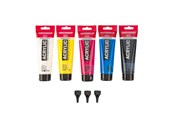 Luovat leikit - Bruynzeel Amsterdam Standard Series Acrylic Paint Primary Set 120ml 5pcs. + 3 Dosing Spouts - 17801905