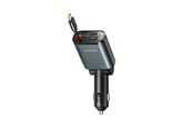 Puhelin - Muut lisävarusteet - Joyroom JR-CCL07 3-in-1 Car Charger with Built-in Retractable Cable - Dark Gray - JR-CCL07