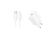Puhelin - Adapterit & Laturit - Joyroom JR-TCF20 USB-C PD 20W network charger - white + USB-C / Lightning cable 1m - JR-TCF20_CL