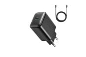 Puhelin - Adapterit & Laturit - Joyroom JR-TCF23 network charger USB-C 25W SFC / PPS / PD - black + USB-C / USB-C cable 1m - JR-TCF23_BB