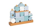 Vauva- ja taaperolelut - Small Foot - Wooden Stacking House Blue - 18 pcs. - 12714