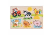 Vauva- ja taaperolelut - Goki Wooden Knob Puzzle on the Farm 6 pcs. - 57309