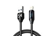 USB kaapelit - Wozinsky USB-A Cable - Lightning WUALC1 with LED Display 2.4A 1m - Black - 5907769308451