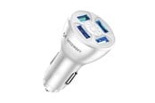 Puhelin - Adapterit & Laturit - Wozinsky WCCAW 50W 4x USB-A QC Car Charger - White - 5907769308246