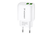 Puhelin - Adapterit & Laturit - Wozinsky CUWCW 2.4A 2 x USB-A AC Charger - White - 5907769308550
