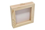 Puulelut - Playwood Wooden Money Box Plexiglass with White Back Small - SL228D-plexismall