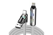 USB kaapelit - BlitzWolf BW-HDC6 4-in-1 USB-C/USB-A to USB-C/Lightning Cable 240W RGB - BW-HDC6 Grey