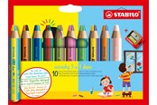 Kirjoitus- ja piirustustarvikkeet - STABILO woody 3 in 1 Duo - Multitalent Coloured Pencil - Set 10 pcs. + Pencil Sharpener - 882/10-2