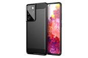 Puhelin - Kannet ja kotelot - Hurtel Carbon Case Flexible Cover TPU Case for Samsung Galaxy S21 Ultra 5G Black - 5907769324086