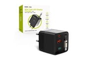 Puhelin - Adapterit & Laturit - Mobile Origin 65W GaN Display Charger PW2 - USB-C Self-Retracting Cable + USB-C + USB-A - MO-65WDCH-PW2