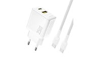 Puhelin - Adapterit & Laturit - Dudao A26TCEU PD QC 25W GaN USB-A USB-C wall charger with USB-C cable - white - 6976625334094