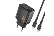 Puhelin - Adapterit & Laturit - Dudao A27CEU PD 25W GaN SB-C AC Charger with USB-C Cable - Black - 6976625334155