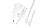 Puhelin - Adapterit & Laturit - Dudao A27CEU PD 25W GaN SB-C AC Charger with USB-C Cable - White - 6976625334148
