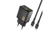 Puhelin - Adapterit & Laturit - Dudao  A27TCEU PD 30W GaN USB-A USB-C wall charger with USB-C cable - black - 6976625334230