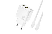 Puhelin - Adapterit & Laturit - Dudao A27TCEU PD 30W GAN USB-A USB-C wall charger with USB-C cable - white - 6976625334223